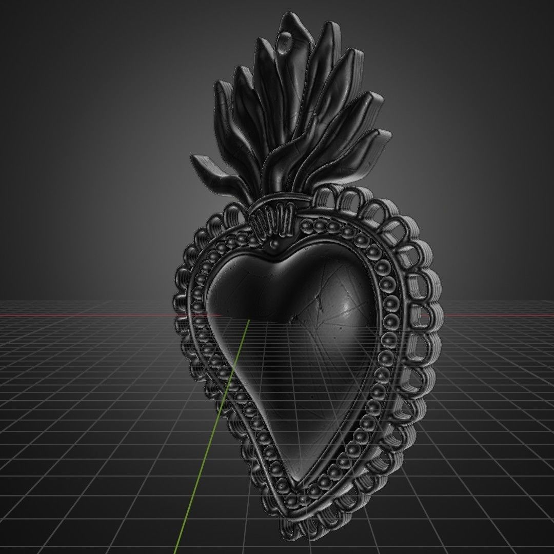 sacred heart charm 3D print model_3