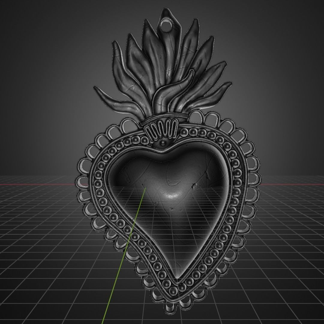 sacred heart charm 3D print model_1