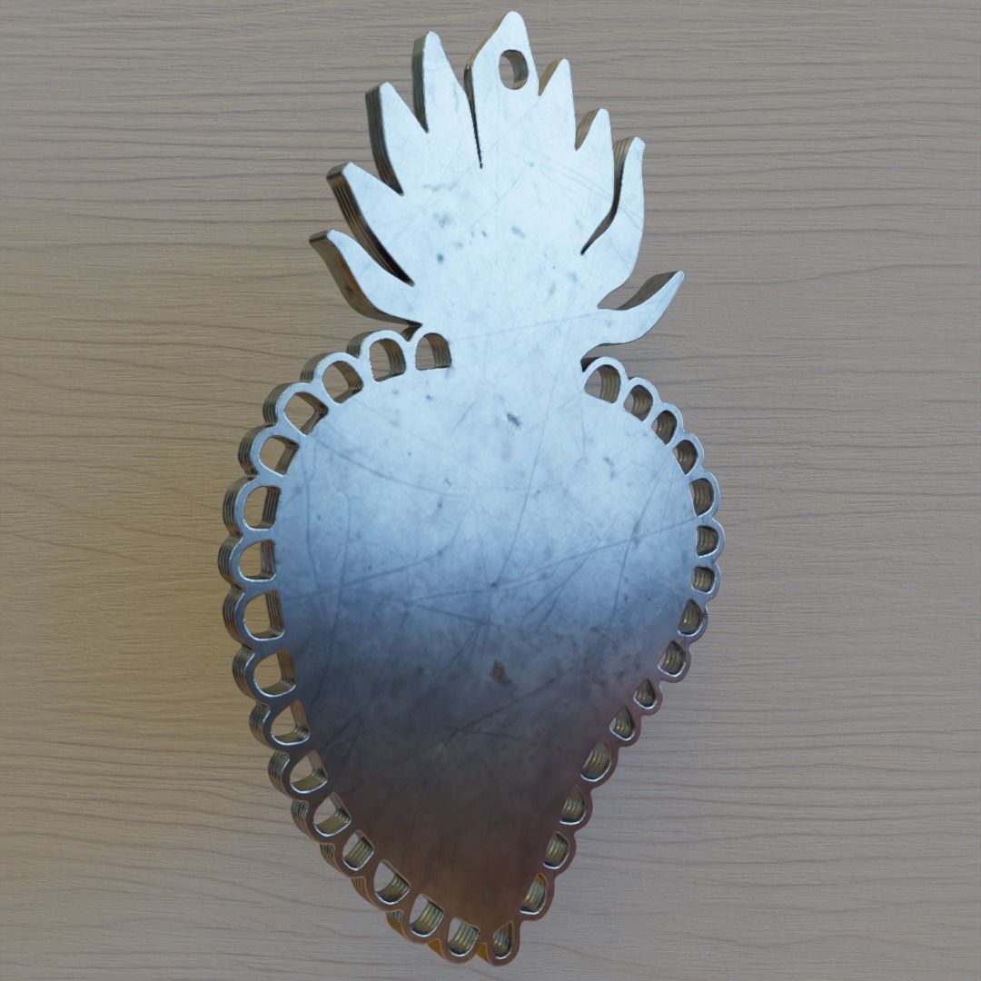 sacred heart charm 3D print model_4