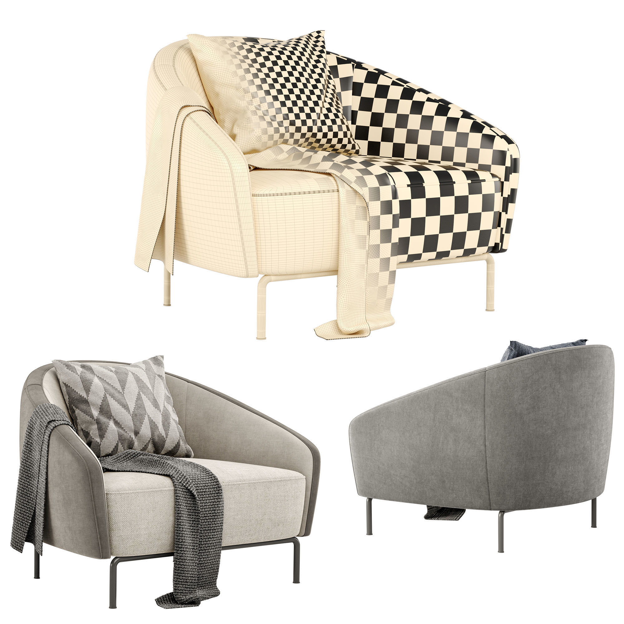 Carnaby armchair by Praddy 3D model_3