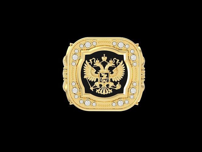Signet   MEN Ring  with  Russian gerb  3D print model