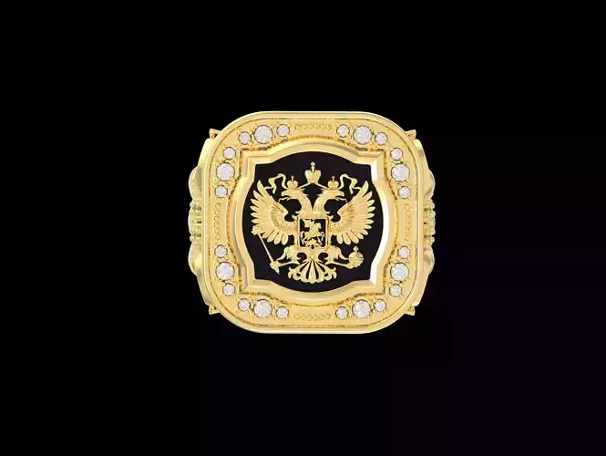 Signet   MEN Ring  with  Russian gerb  3D print model