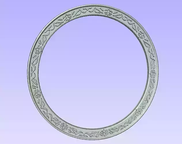 Round frame with leaves ornament for pictures photo or mirror 3D print model