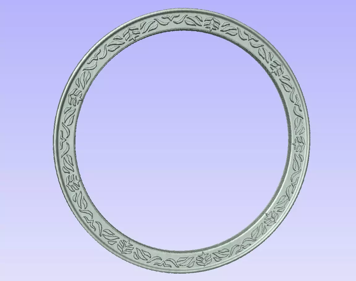 Round frame with leaves ornament for pictures photo or mirror 3D print model_0