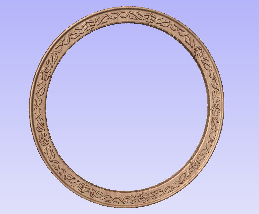Round frame with leaves ornament for pictures photo or mirror 3D print model_3
