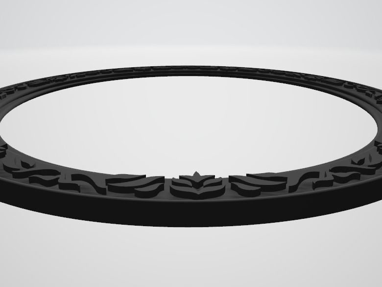 Round frame with leaves ornament for pictures photo or mirror 3D print model_12