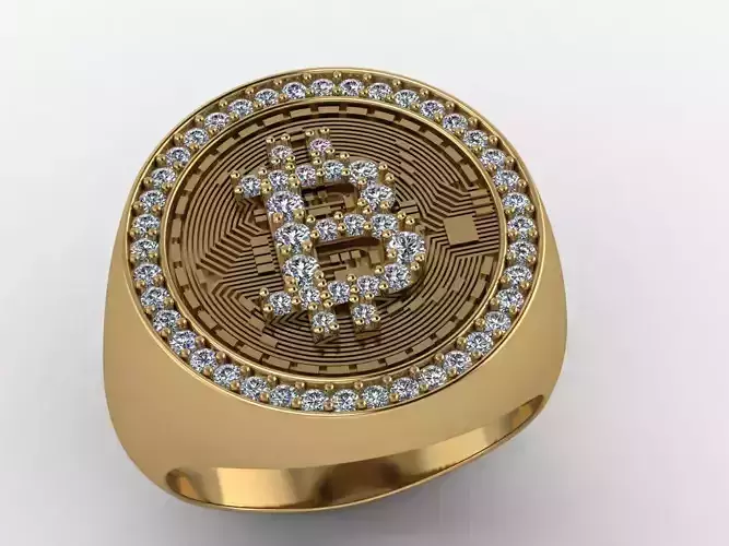 Bitcoin ring 5 sizes Low-poly 3D model