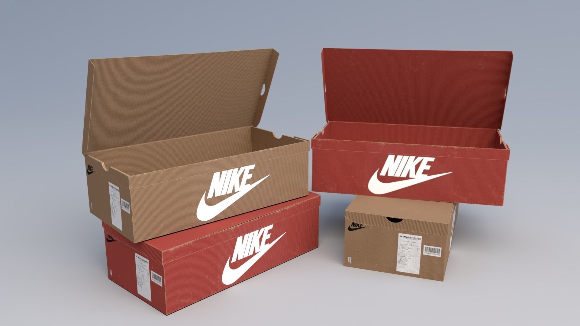 Cardboard Shoe box Nike package carton for footwear packaging Low-poly 3D model_1
