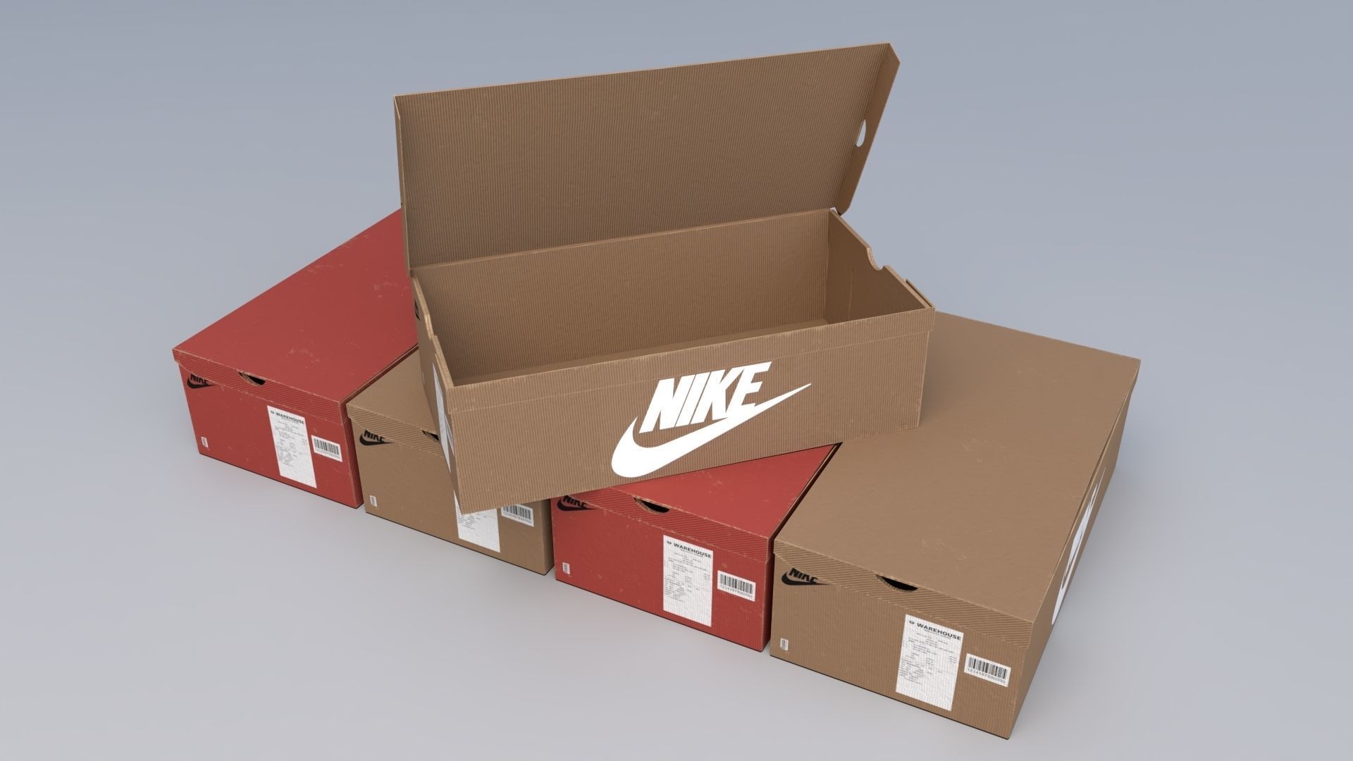 Cardboard Shoe box Nike package carton for footwear packaging Low-poly 3D model_3