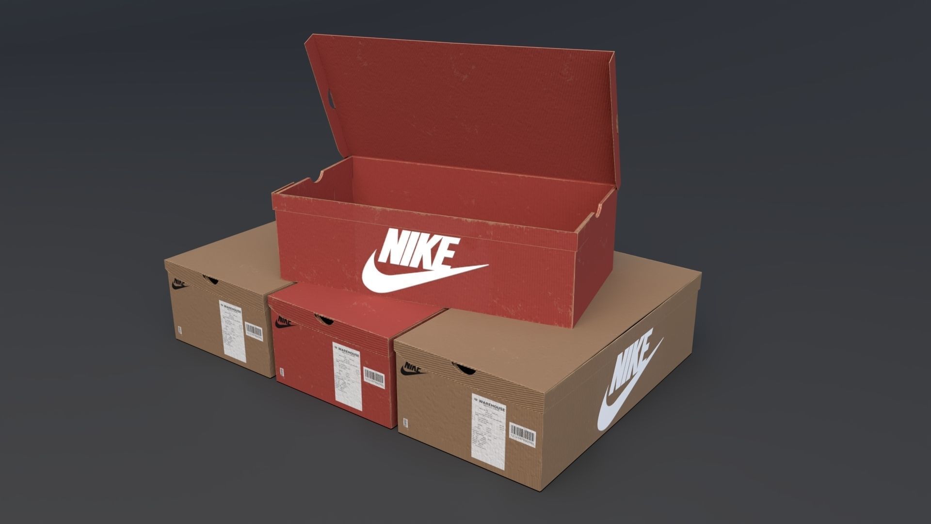 Cardboard Shoe box Nike package carton for footwear packaging Low-poly 3D model_4