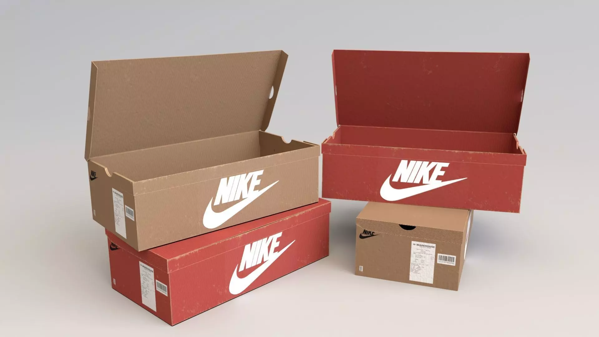 Cardboard Shoe box Nike package carton for footwear packaging Low-poly 3D model_0