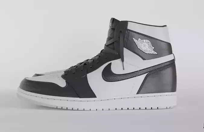 Jordan 1 High OG Black and White  Low-poly 3D model