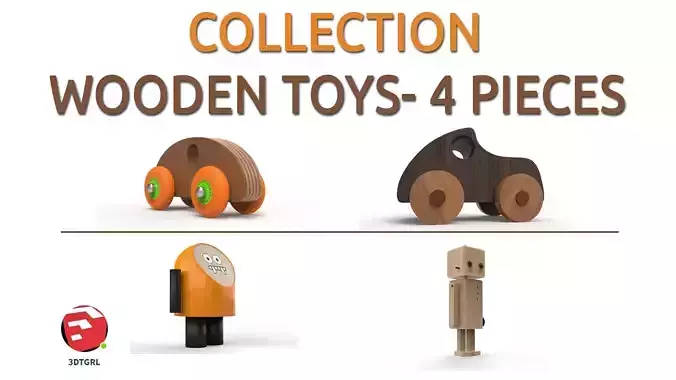 WOODEN TOYS-4 PIECES 3D Model Collection