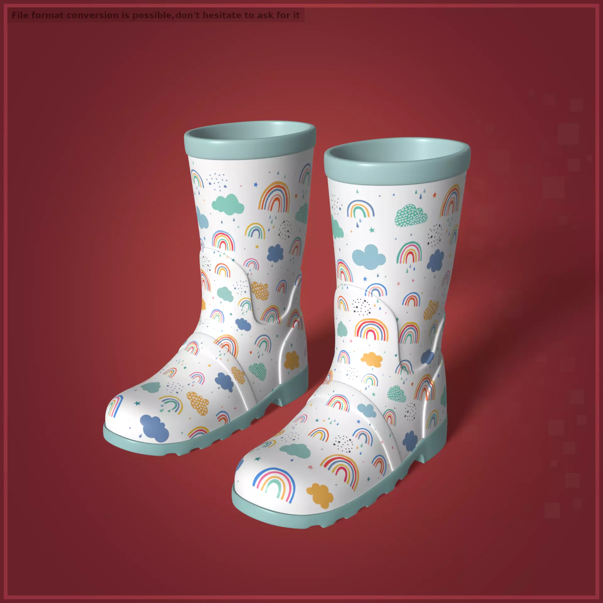 Children Rain Boots Low-poly 3D model