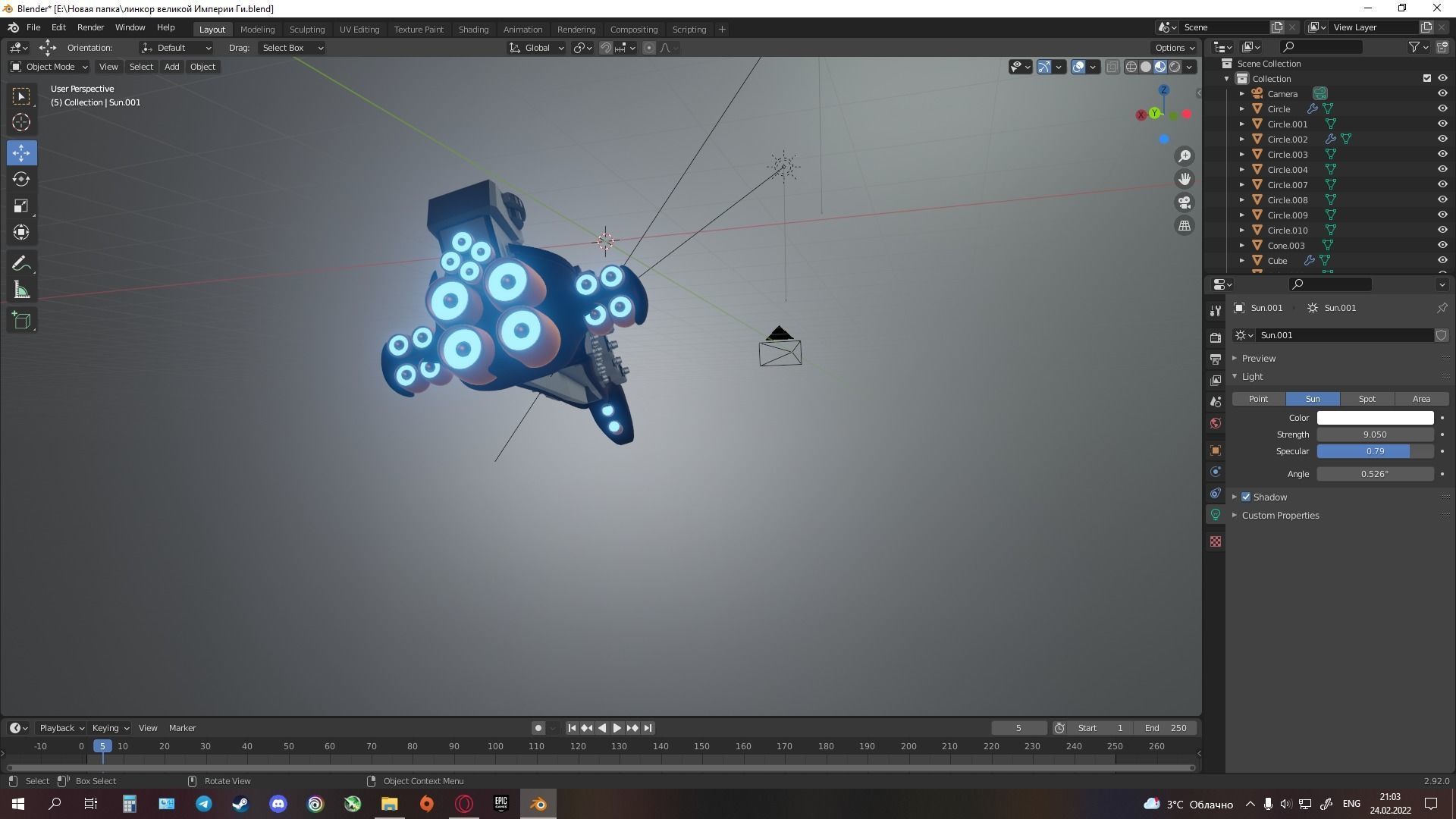 combat space battleship 3D model_2
