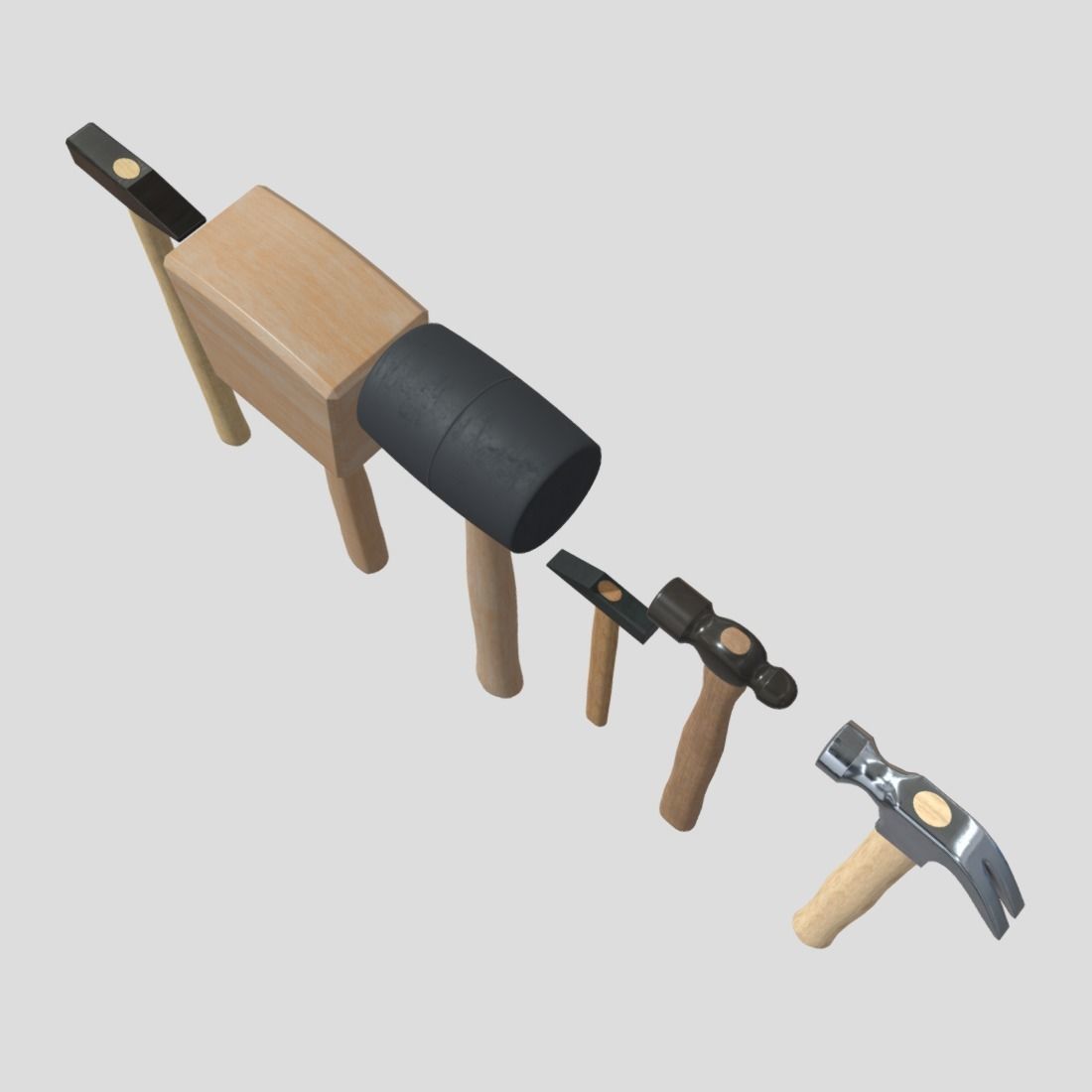 Hammer Pack Low-poly 3D model_7