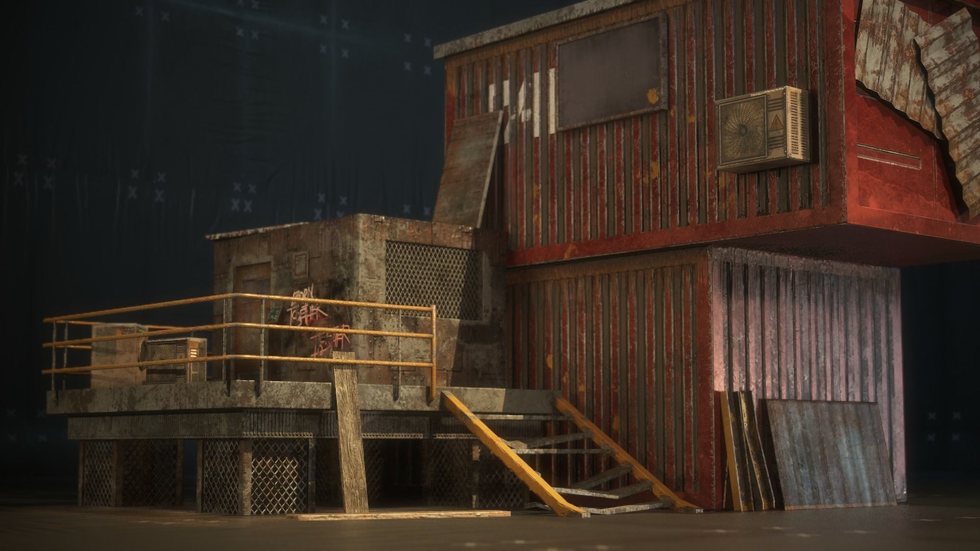 Container Shack Free low-poly 3D model_9