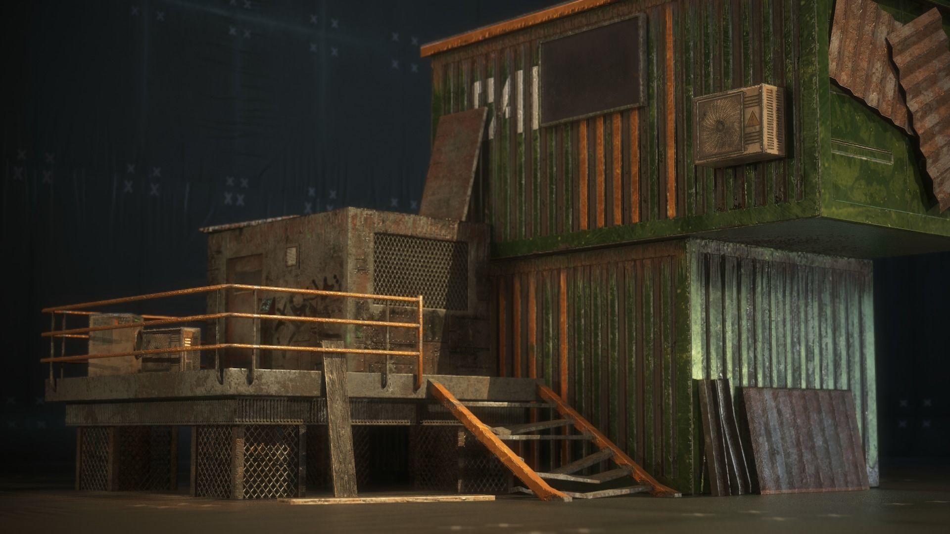 Container Shack Free low-poly 3D model_10