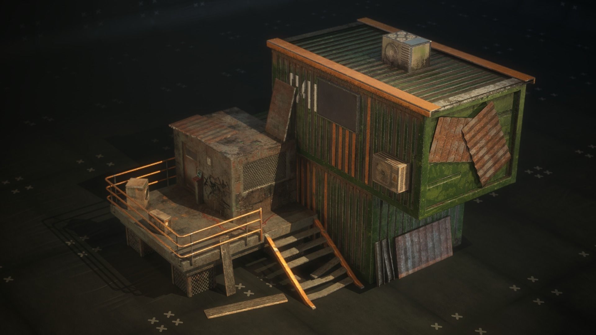 Container Shack Free low-poly 3D model_4