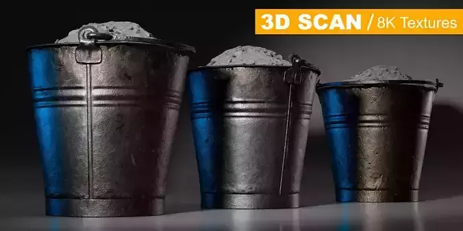 Old Metal Bucket With Coal Ash - 3d Scan 39K Vertices