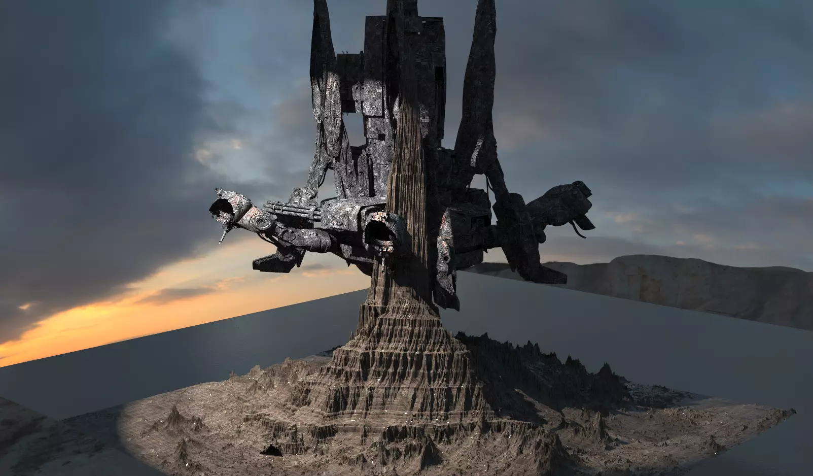 Mars Mountain Base 3D model_0