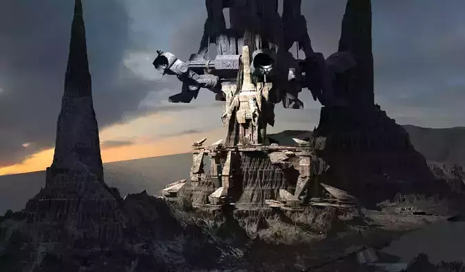 Mars Gods Mountain Alien Ruins Kit bash 3D model