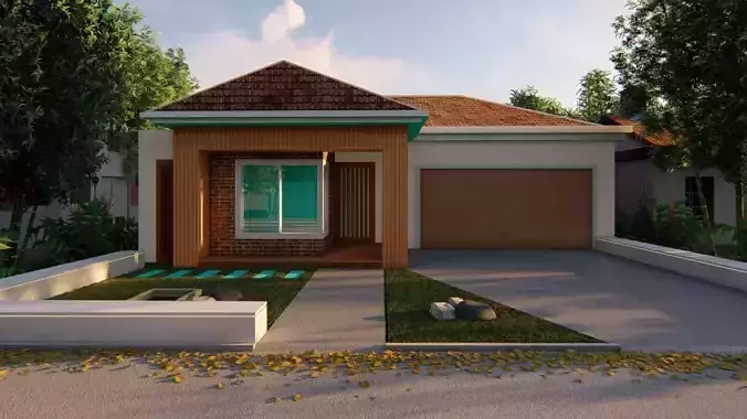 Single Story traditional house model 3D model