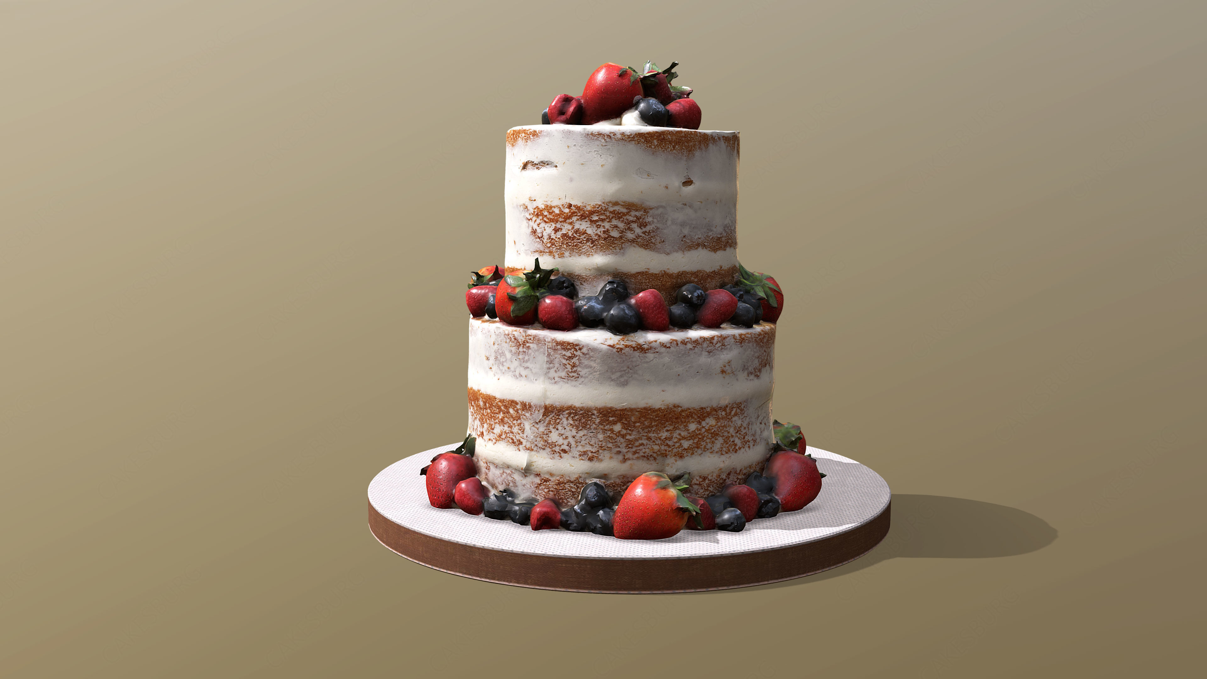Semi Naked Berry Cake 3D model_2