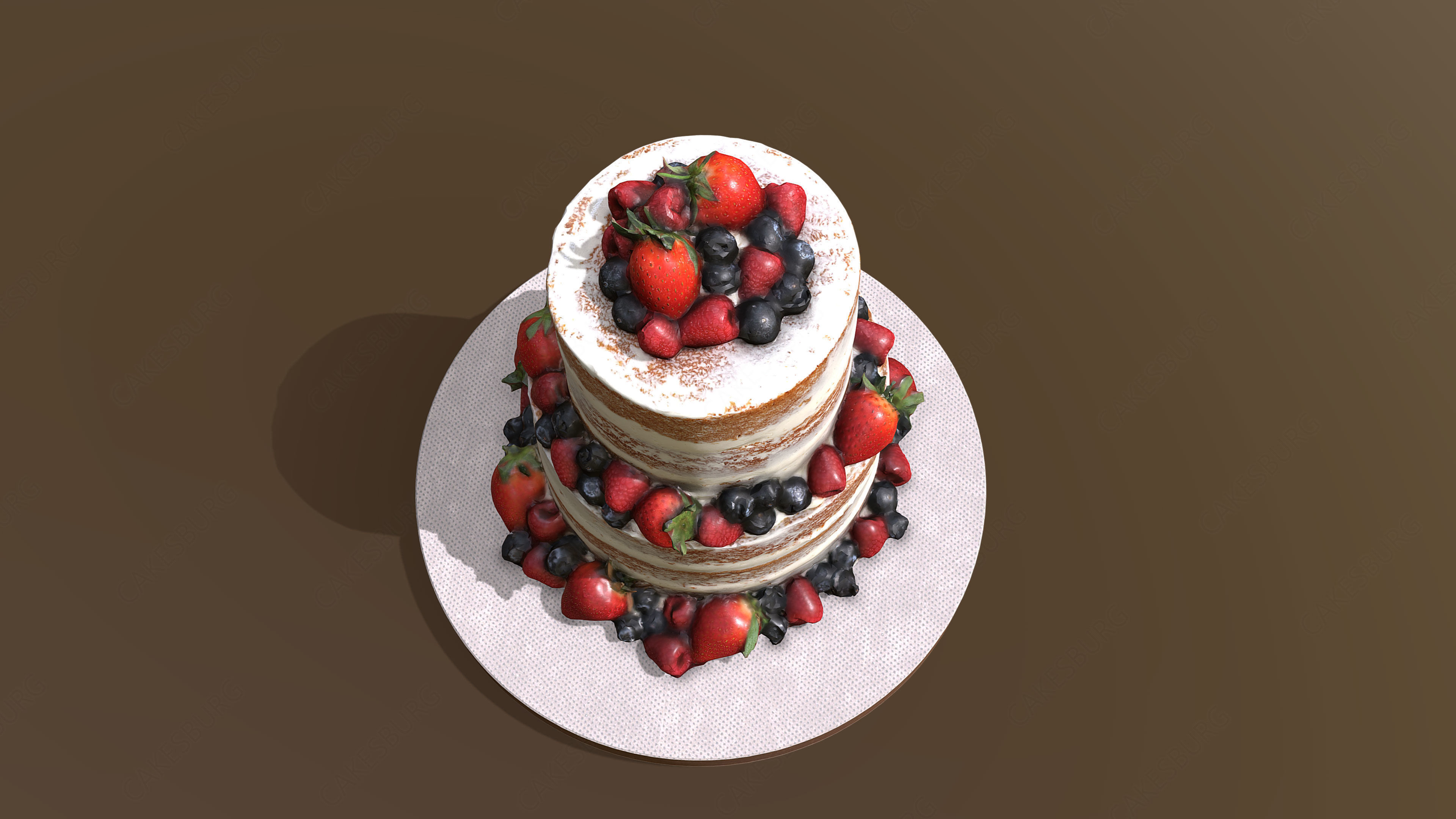 Semi Naked Berry Cake 3D model_5