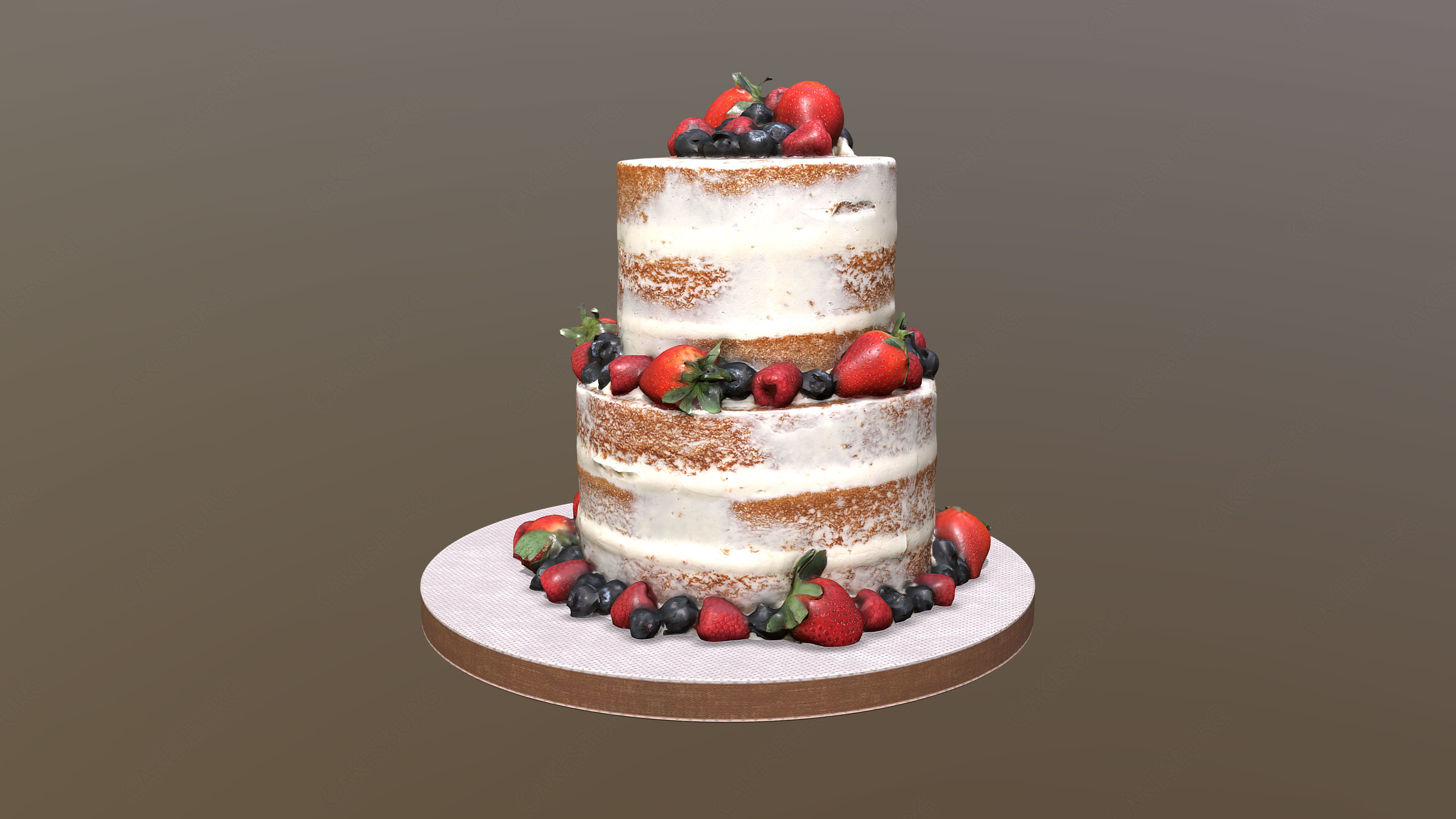 Semi Naked Berry Cake 3D model_1