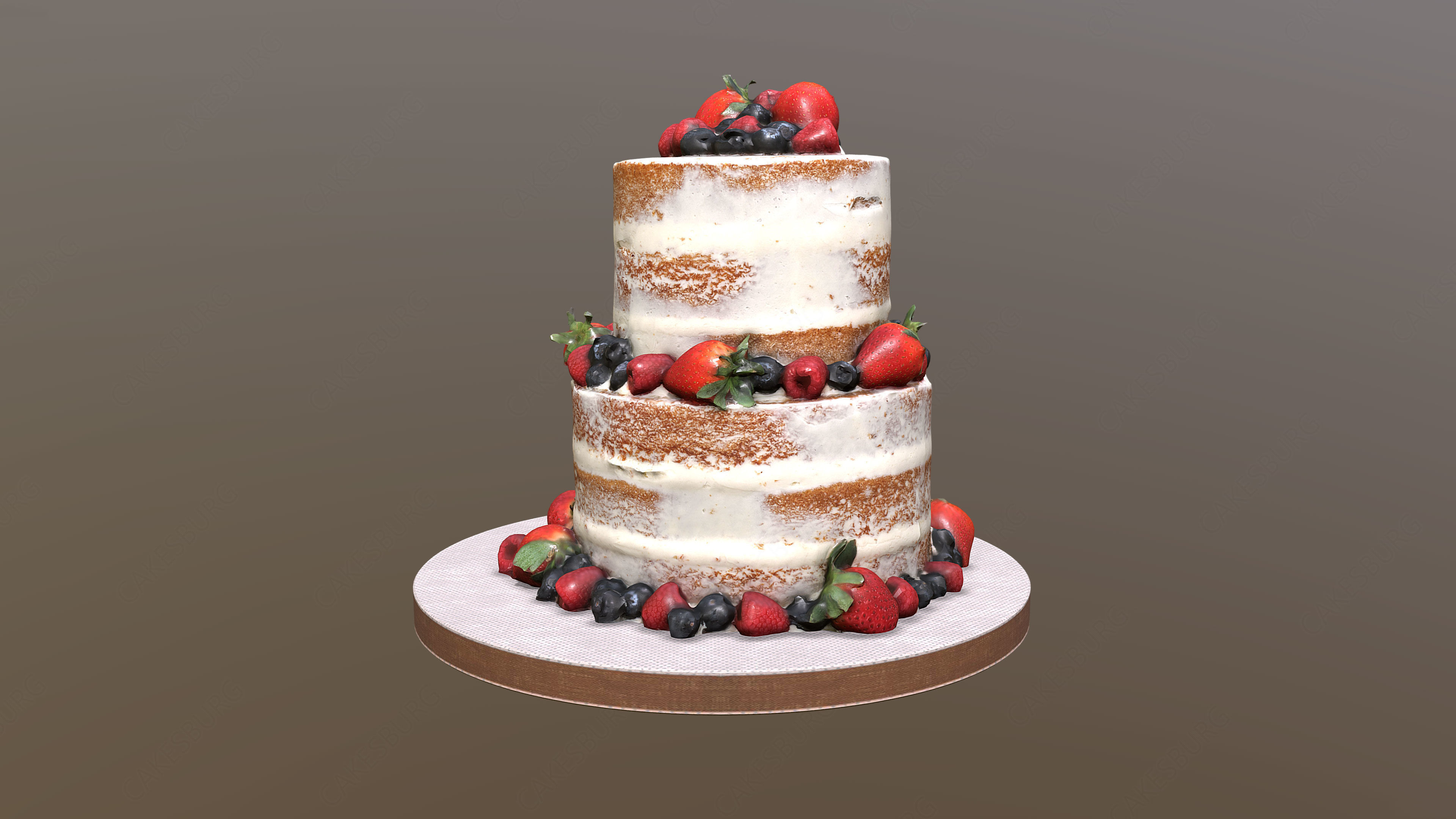 Semi Naked Berry Cake 3D model_4