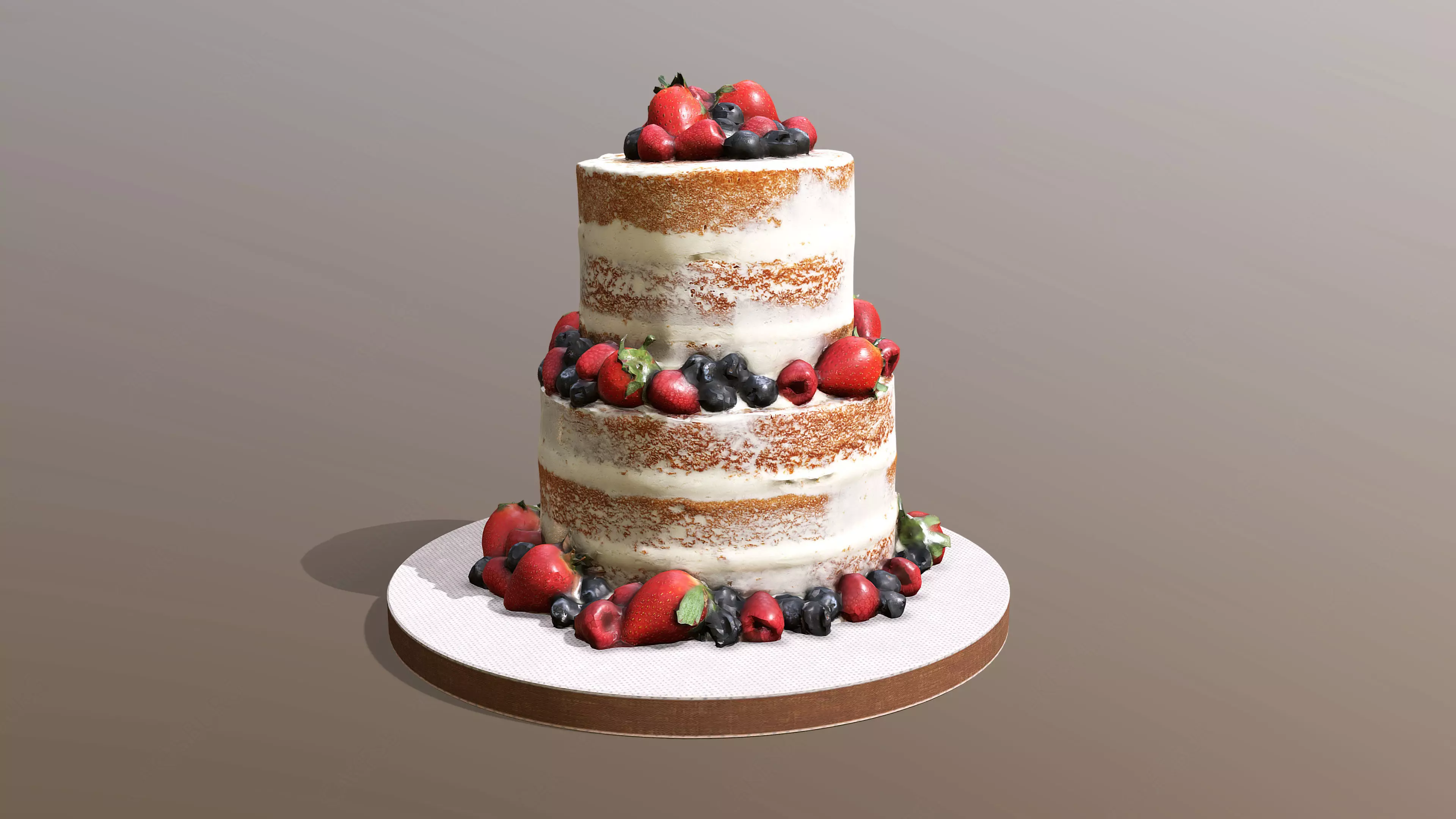 Semi Naked Berry Cake 3D model_0