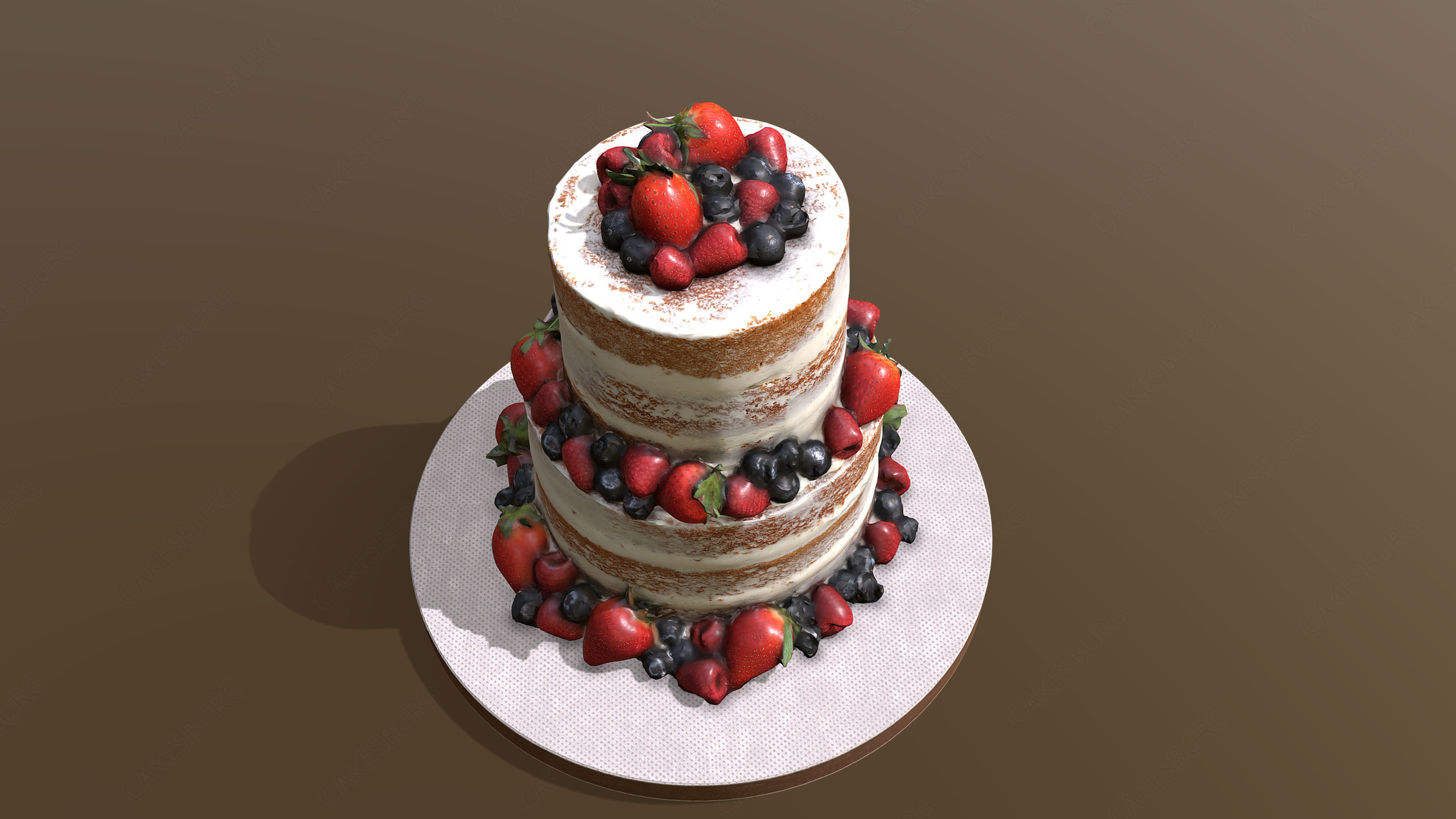 Semi Naked Berry Cake 3D model_3