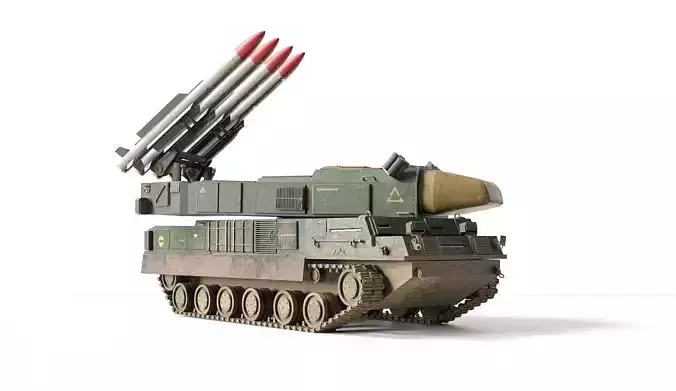 SA-11 soviet surface to air missile system Low-poly 3D model