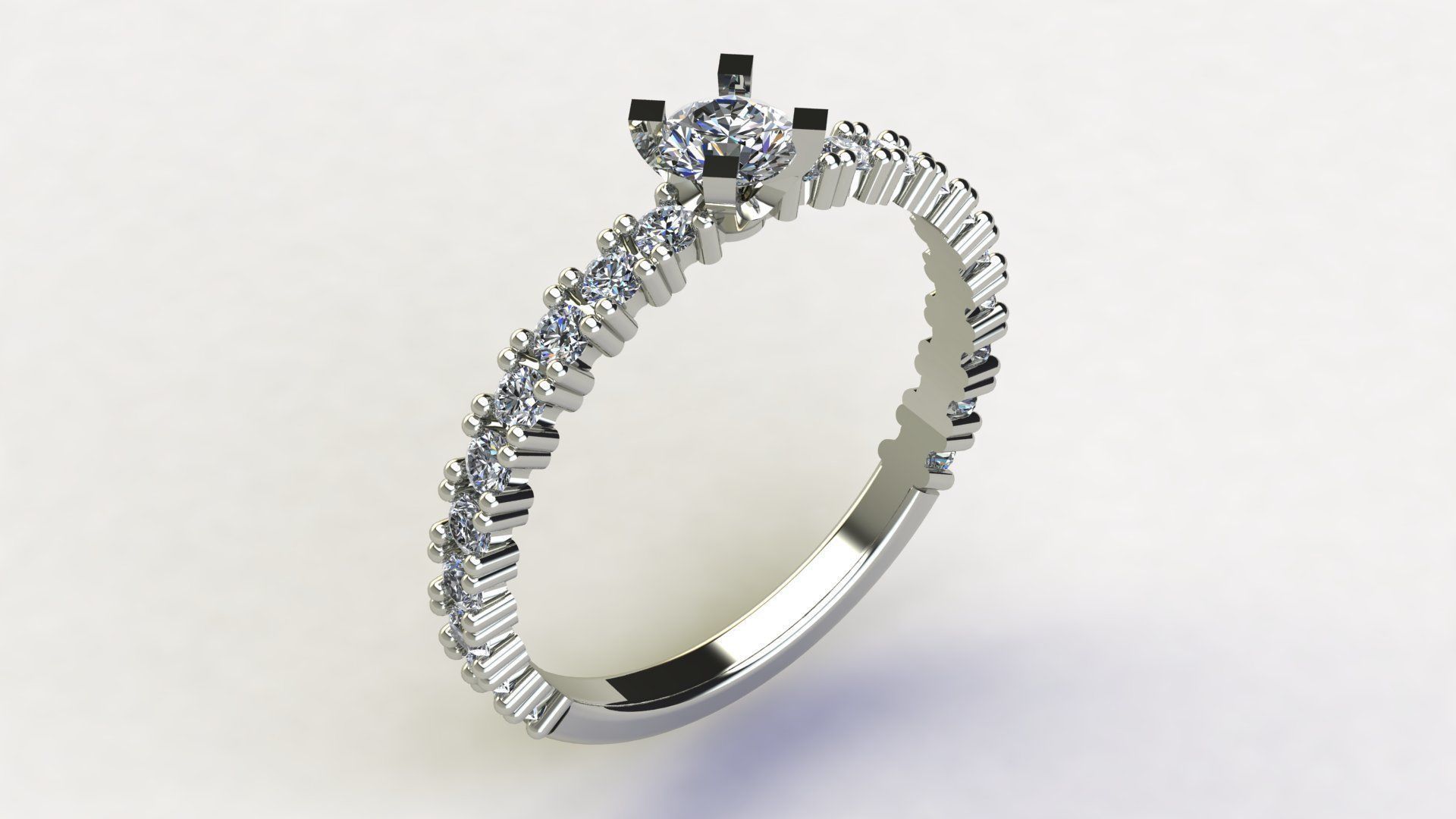 solitaire engagement ring with diamond wedding band 3D print model_1