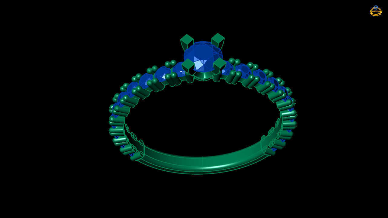 solitaire engagement ring with diamond wedding band 3D print model_6
