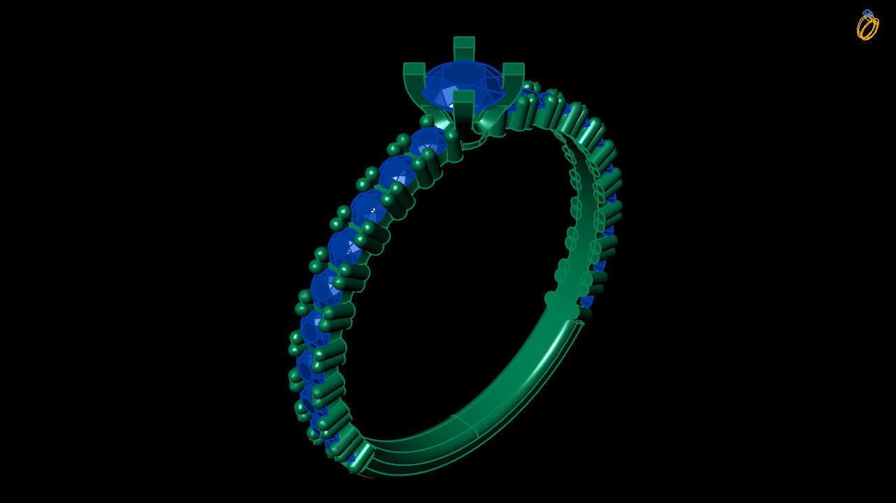 solitaire engagement ring with diamond wedding band 3D print model_2