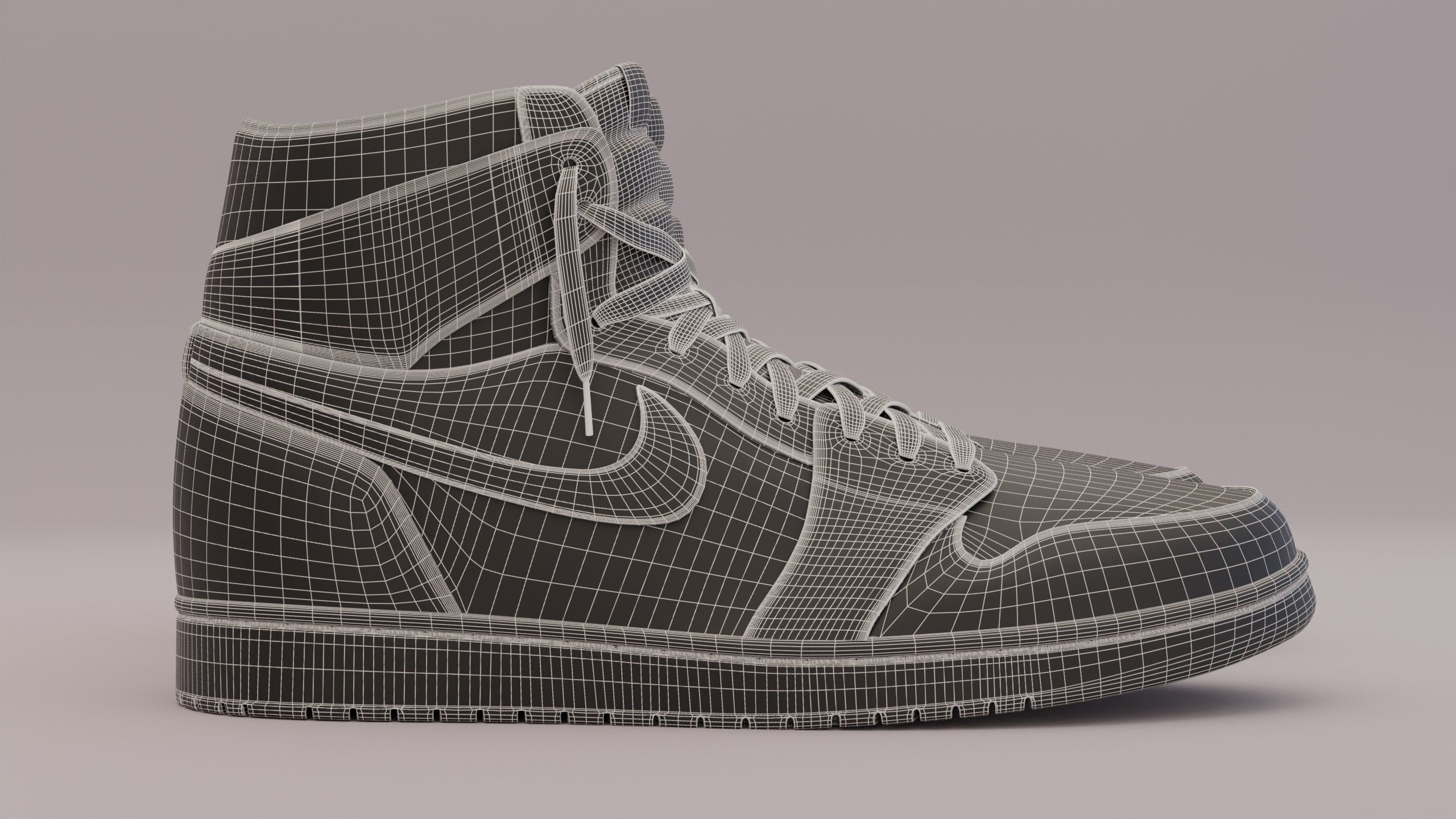 Jordan 1 High OG Patent Bred Low-poly 3D model_31