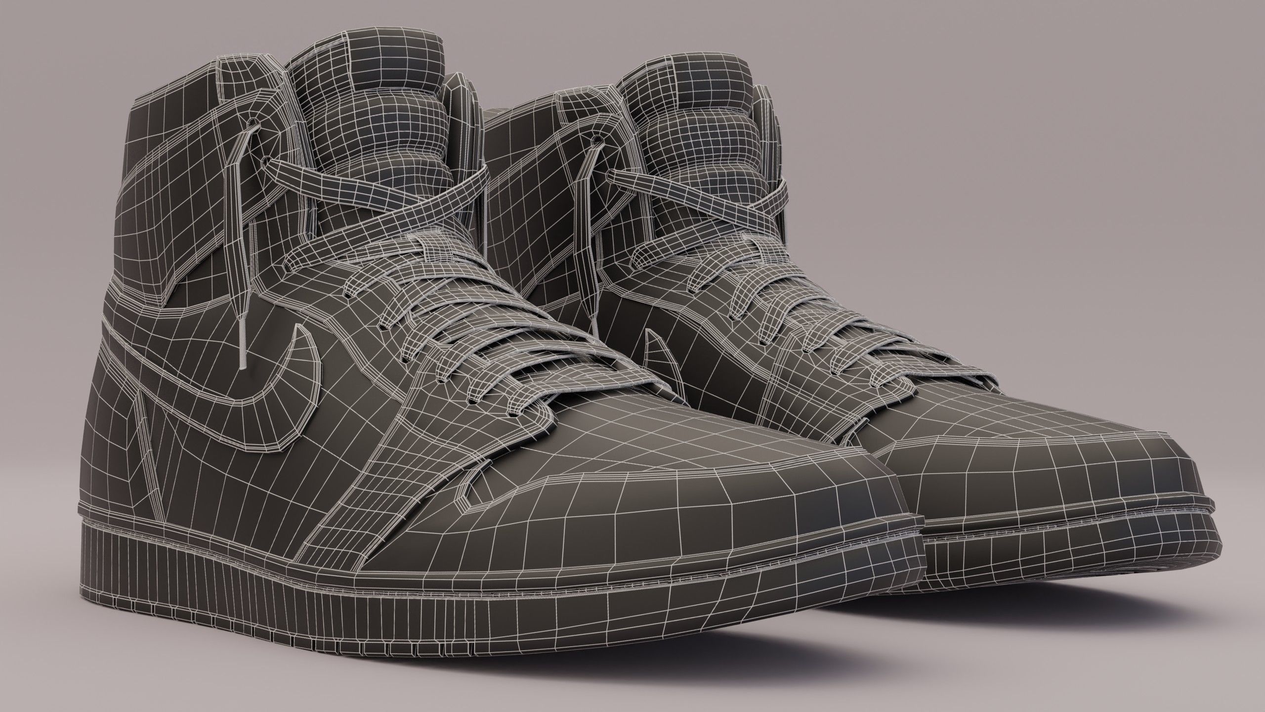 Jordan 1 High OG Patent Bred Low-poly 3D model_10