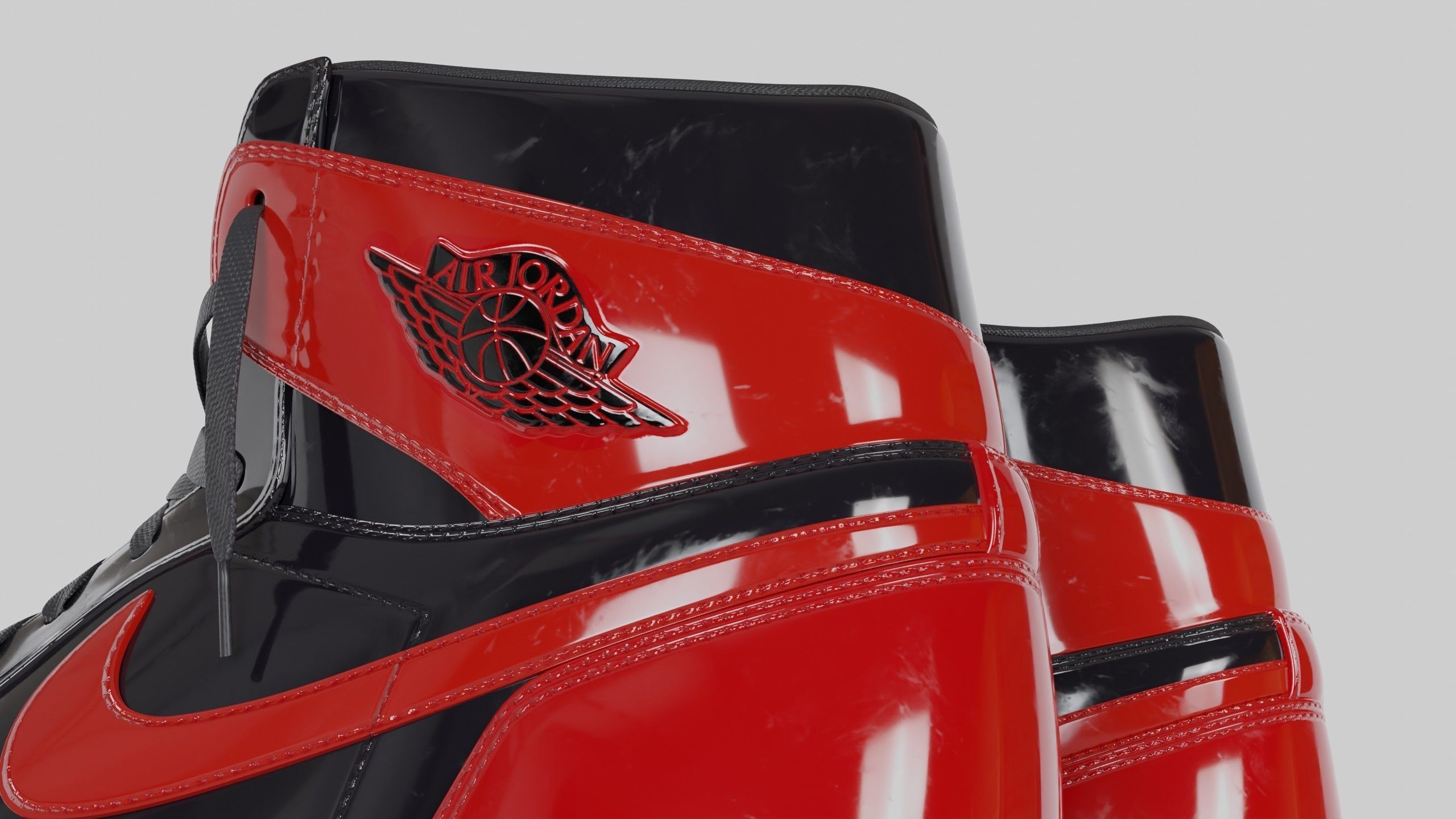 Jordan 1 High OG Patent Bred Low-poly 3D model_14