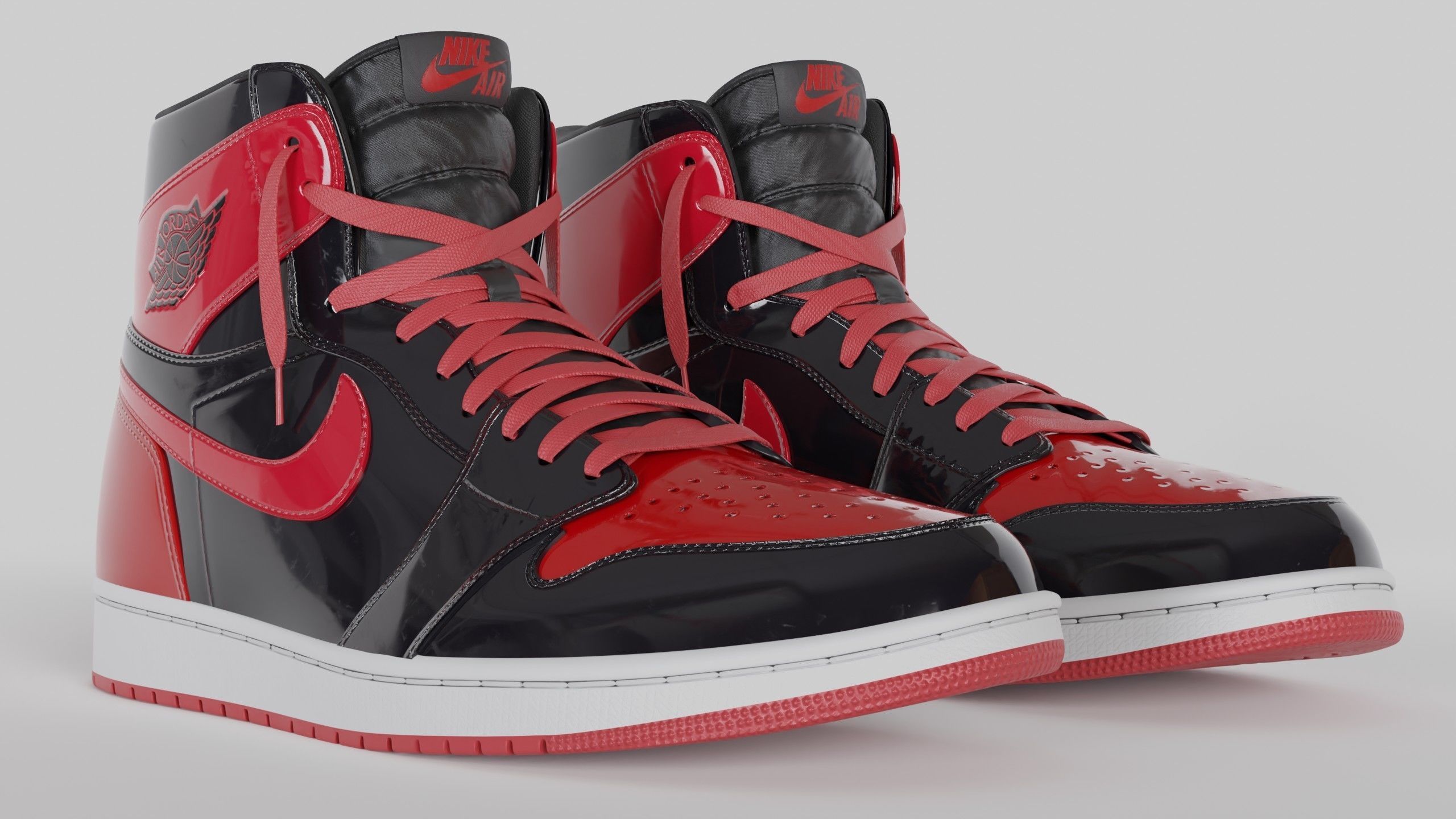 Jordan 1 High OG Patent Bred Low-poly 3D model_4