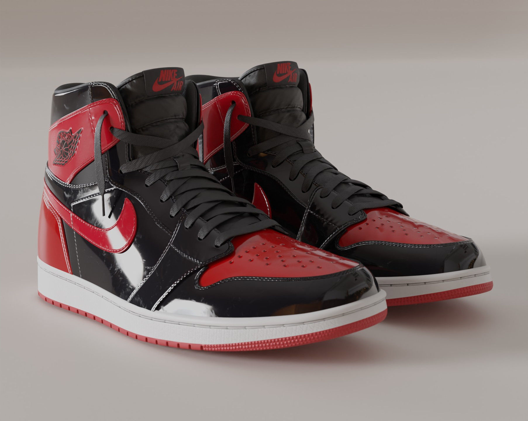 Jordan 1 High OG Patent Bred Low-poly 3D model_34