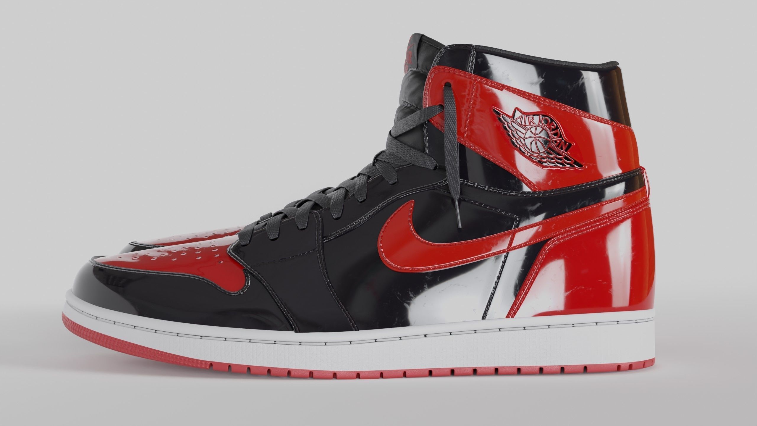 Jordan 1 High OG Patent Bred Low-poly 3D model_8
