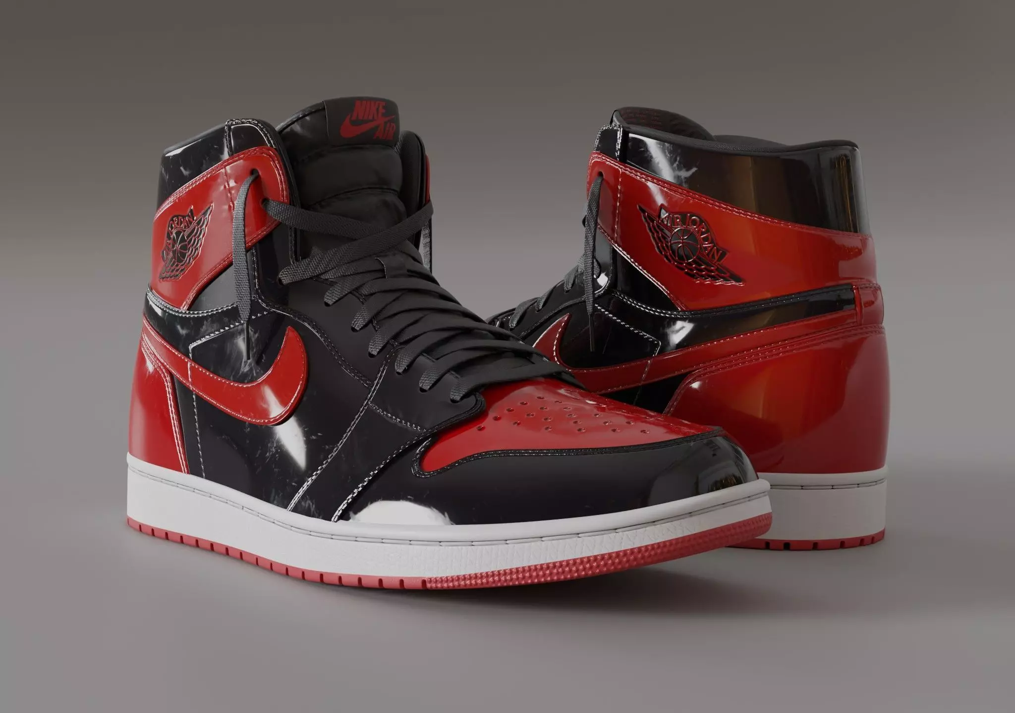 Jordan 1 High OG Patent Bred Low-poly 3D model_0