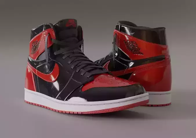 Jordan 1 High OG Patent Bred Low-poly 3D model