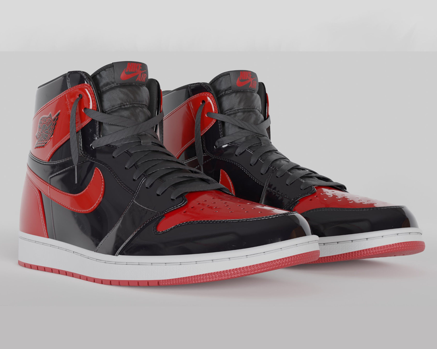 Jordan 1 High OG Patent Bred Low-poly 3D model_35