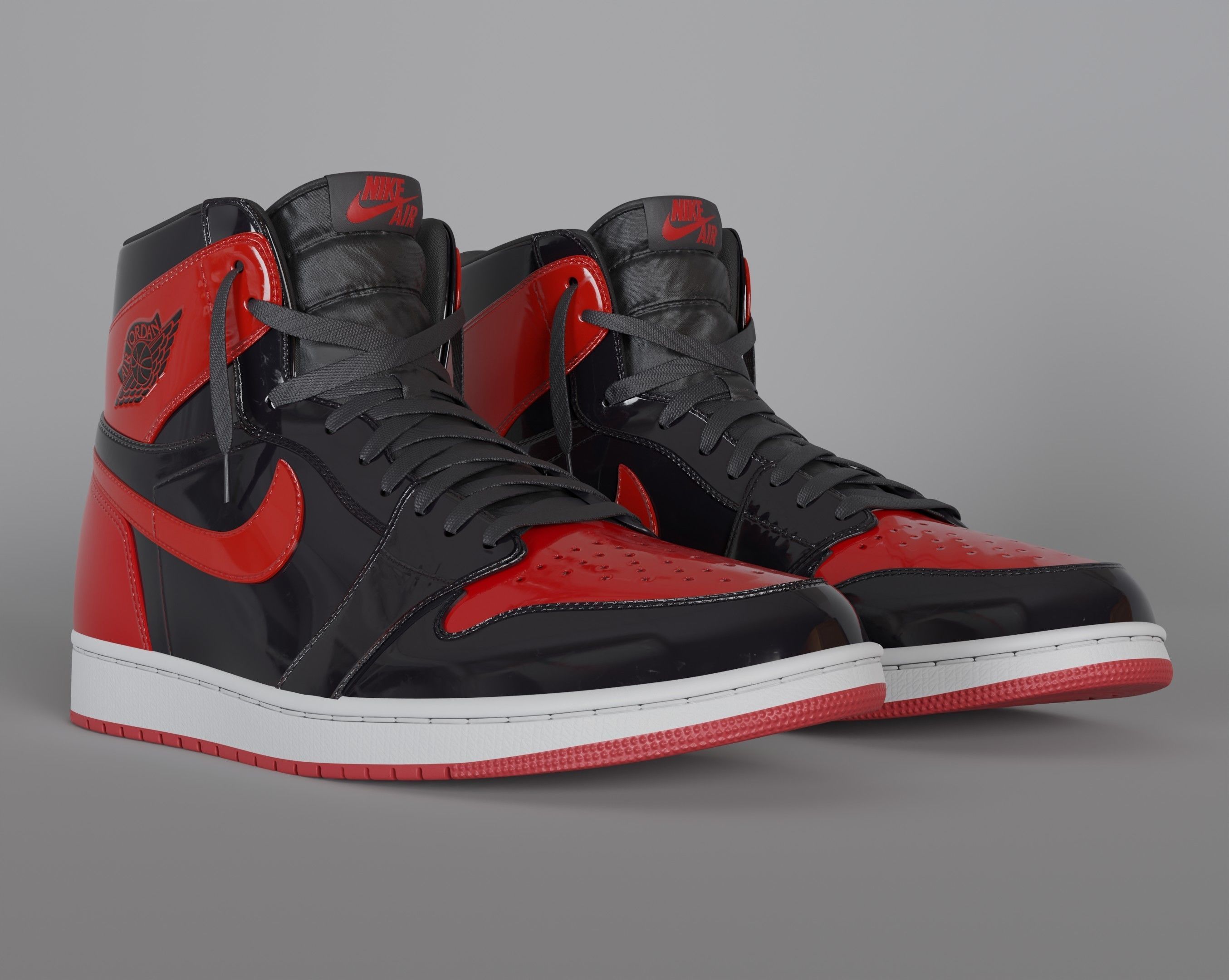 Jordan 1 High OG Patent Bred Low-poly 3D model_24