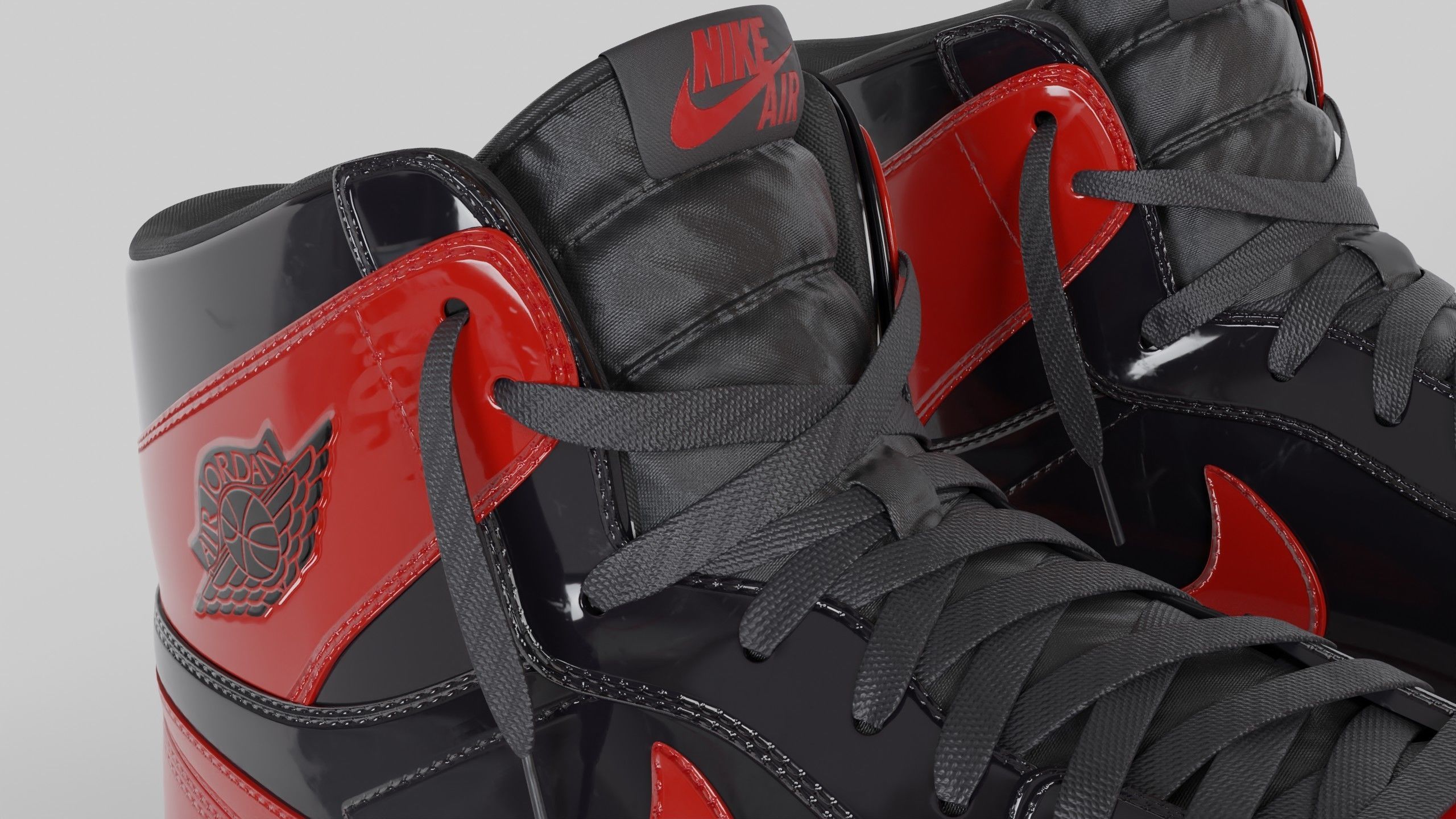 Jordan 1 High OG Patent Bred Low-poly 3D model_2