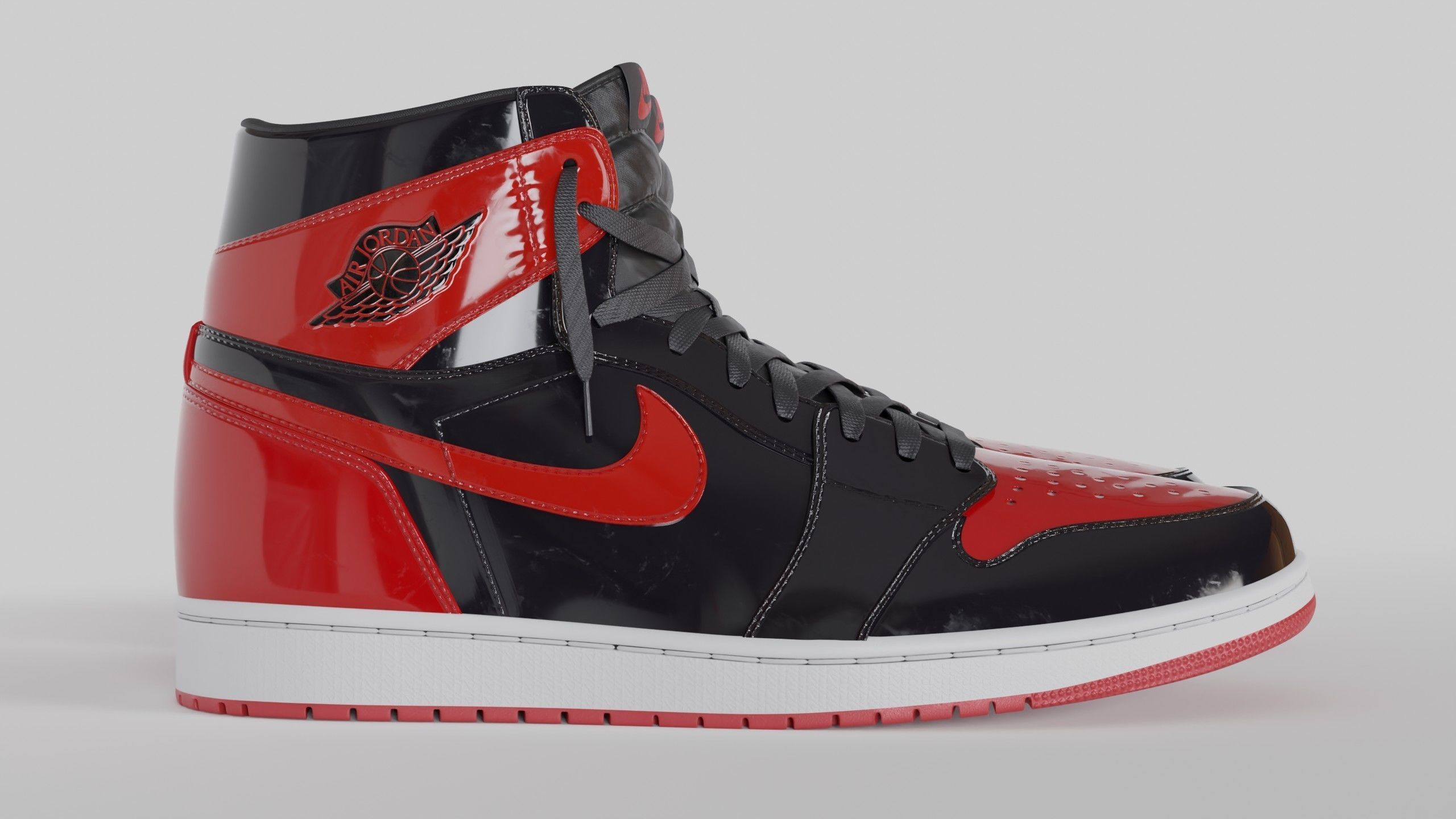 Jordan 1 High OG Patent Bred Low-poly 3D model_3