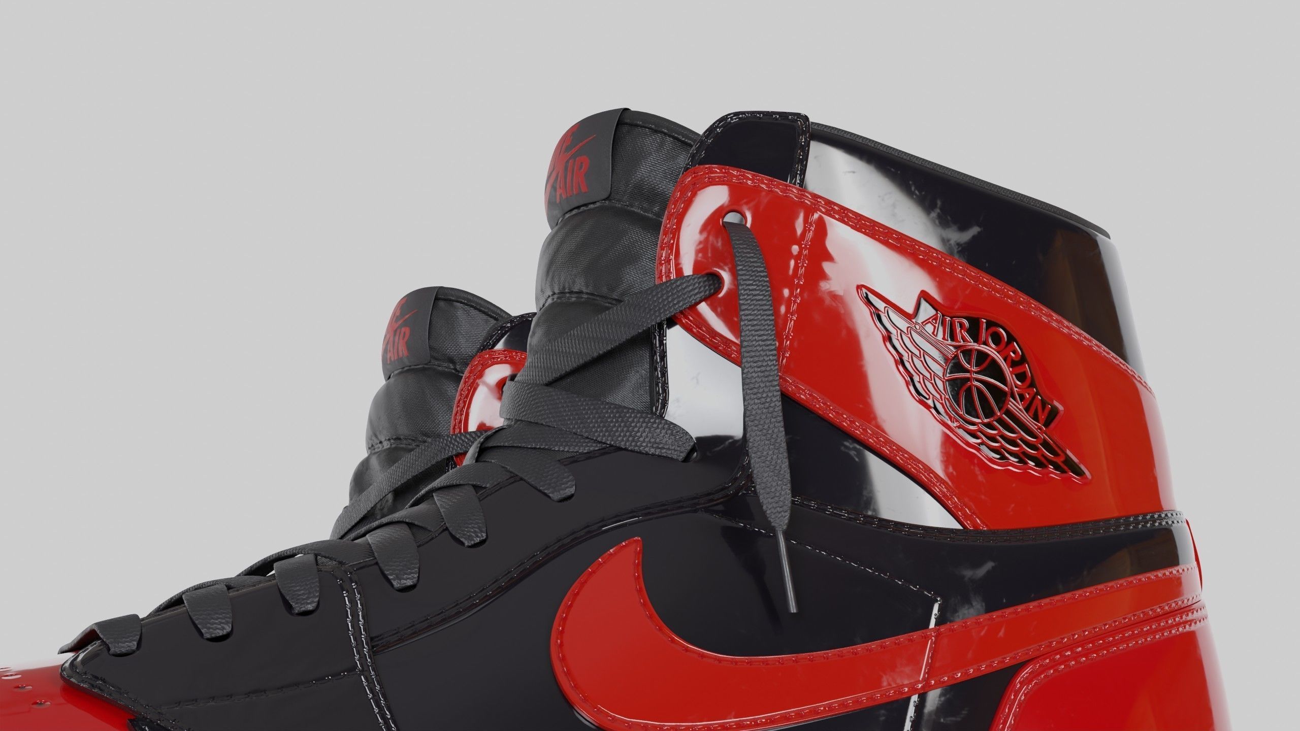 Jordan 1 High OG Patent Bred Low-poly 3D model_19